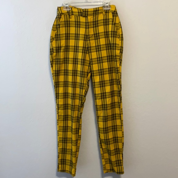Hot Topic Yellow Plaid Pants 